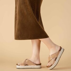 Mules compensées à strass